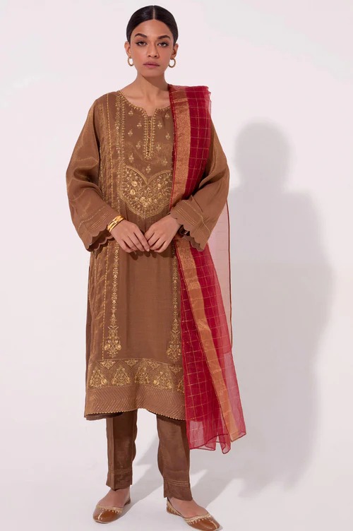 Stitched 3 Piece Staple Maysori Embroidered Suit
